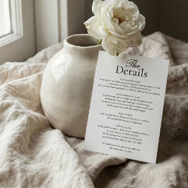 Cartão De Informações Detalhes de Casamento Minimalista Foto Branco