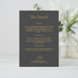 Cartão De Informações Detalhes de casamento minimalista moderno cinza do