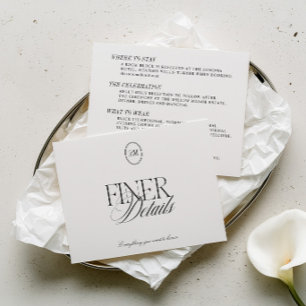Cartão De Informações Detalhes de Casamento Minimalista Moderno em Branc