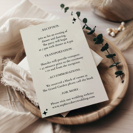 Cartão De Informações Detalhes de Casamento Minimalista Retro