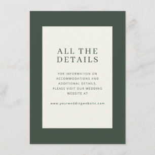 Cartão De Informações Detalhes de Casamento Minimalista Verde Elegante