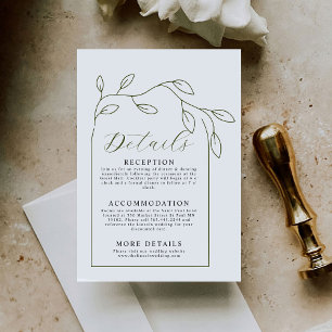 Cartão De Informações Detalhes de Casamento Mínimo do Arch de Script