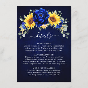 Cartão De Informações Detalhes de Casamento Moderno com Girassóis Rústic