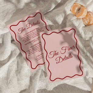 Cartão De Informações Detalhes de casamento moderno cor-de-rosa ousado c