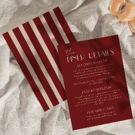 Cartão De Informações Detalhes de Casamento Moderno Vermelho Escuro com 