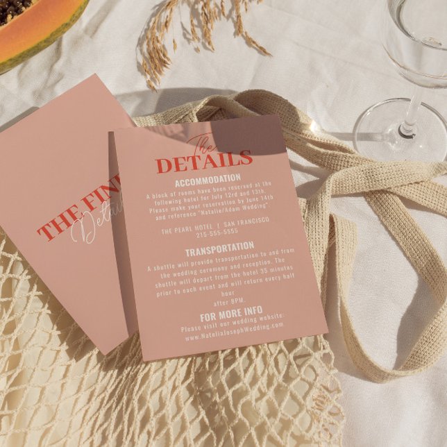 Cartão De Informações Detalhes de casamento modernos e funky retrô em co (Criador carregado)