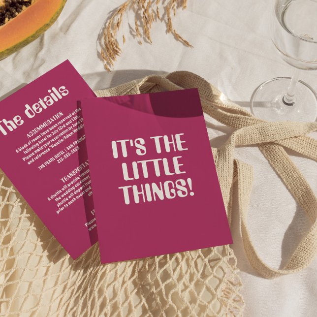 Cartão De Informações Detalhes de casamento modernos e retrô ousados e c (Criador carregado)