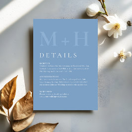 Cartão De Informações Detalhes de Casamento Modernos em Azul Poeirento c
