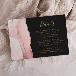 Cartão De Informações Detalhes de Casamento Modernos Rosa Bege Dourado Á
