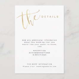 Cartão De Informações Detalhes de casamento modernos simples com escrita