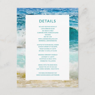 Cartão De Informações Detalhes de Casamento na Praia Tropical
