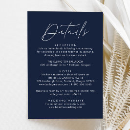 Cartão De Informações Detalhes de Casamento no Estilo Moderno Azul-Marin