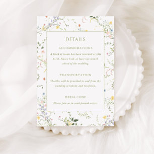 Cartão De Informações Detalhes de Casamento no Jardim Floral Delicado