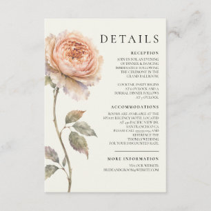 Cartão De Informações Detalhes de Casamento Peônia Pêssego Editorial Mod