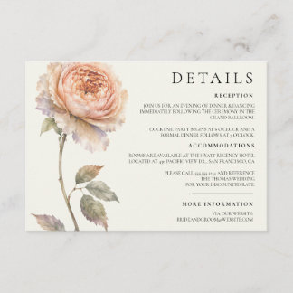 Cartão De Informações Detalhes de Casamento Peônia Pêssego Modernos Edit