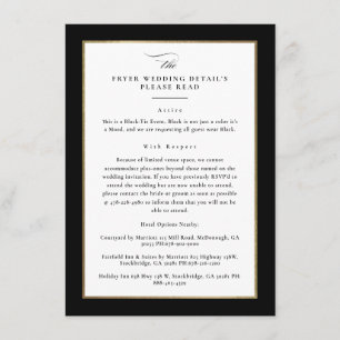 Cartão De Informações Detalhes de Casamento Personalizados Elegantes Pre