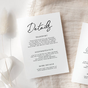 Cartão De Informações Detalhes de casamento preto e branco contemporâneo