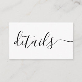 Cartão De Informações Detalhes de casamento preto e branco personalizado