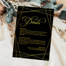 Detalhes de Casamento Preto e Dourado Luxuoso Geom
