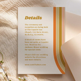 Cartão De Informações Detalhes de Casamento Retro Arco-Íris dos Anos 70