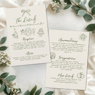 Cartão De Informações Detalhes de Casamento Retrô Desenhados à Mão