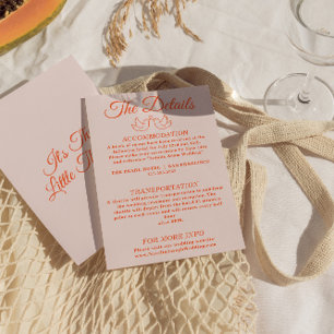 Cartão De Informações Detalhes de casamento retrô funky moderno laranja 