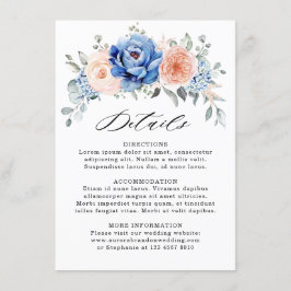 Cartão De Informações Detalhes de Casamento Rosa Bege Poeirento Ardósia