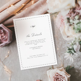 Cartão De Informações Detalhes de Casamento Simples do Script de Elegânc