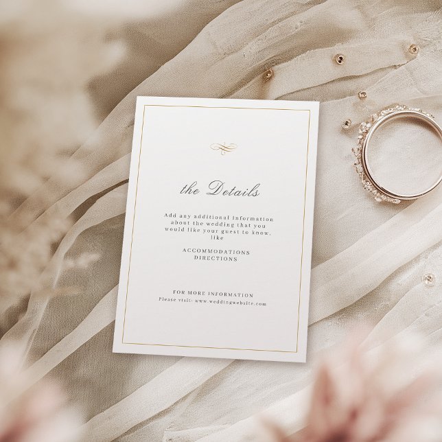 Cartão De Informações Detalhes de Casamento Simples do Script de Elegânc (Classic Elegance Script Simple Wedding Details Enclosure Card)