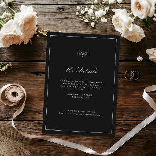 Cartão De Informações Detalhes de Casamento Simples do Script de Elegânc