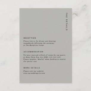 Cartão De Informações Detalhes de Casamento Simples e Chic em Cinza Mode