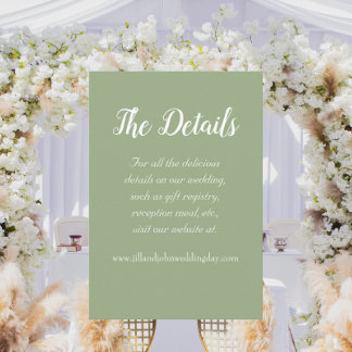 Cartão De Informações Detalhes de Casamento Simples em Verde Sage