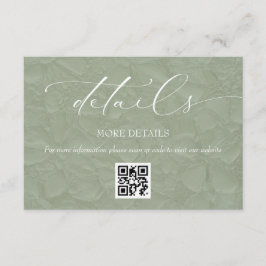 Cartão De Informações Detalhes de Casamento Simples em Verde Salvia QR