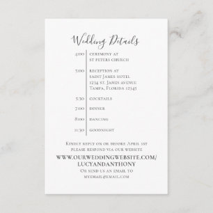 Cartão De Informações Detalhes de Casamento Simples Minimalista Linha do