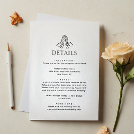 Cartão De Informações Detalhes de Casamento Simples Mínimo Brinde de Vin