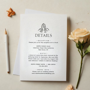 Cartão De Informações Detalhes de Casamento Simples Mínimo Brinde de Vin