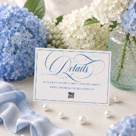 Cartão De Informações Detalhes de Casamento Simples Moderno Azul