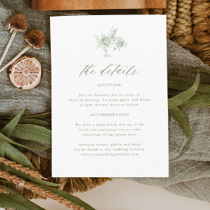 Cartão De Informações Detalhes de Casamento Toile Verde Oliva Vitoriano