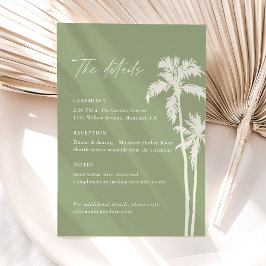 Cartão De Informações Detalhes de Casamento Tropical com Palmeira, Infor