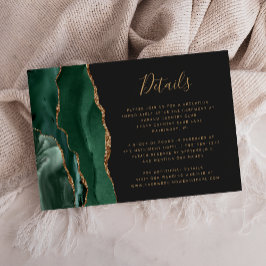 Cartão De Informações Detalhes de Casamento Verde Esmeralda Dourado Ágat