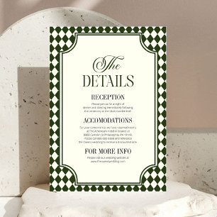 Cartão De Informações Detalhes de Casamento Verde Oliva Luxo Antigo