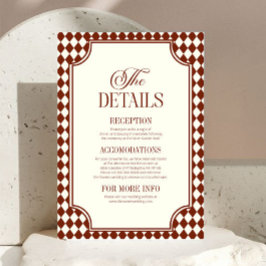 Cartão De Informações Detalhes de Casamento Vintage Burgundy Luxuoso e A