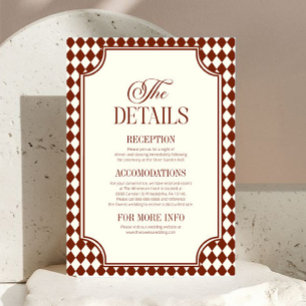 Cartão De Informações Detalhes de Casamento Vintage Burgundy Luxuoso e A