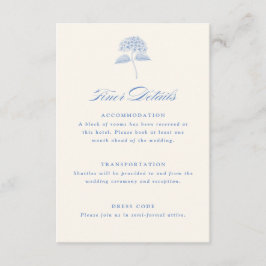 Cartão De Informações Detalhes de Casamento Vintage com Hortênsia Azul