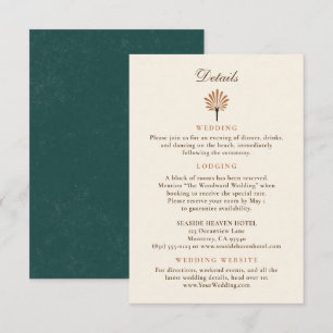 Cartão De Informações Detalhes de Casamento Vintage Costeiro Oceano Pôr 