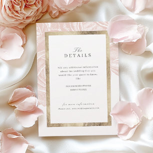 Cartão De Informações Detalhes de casamento vintage dourado rosa luxuoso