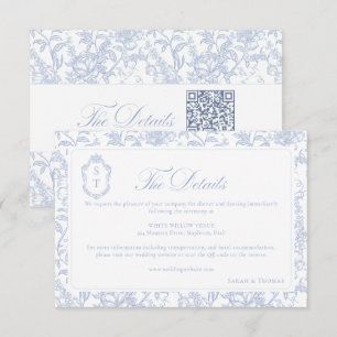 Cartão De Informações Detalhes de Chinoiserie Floral Azul Suave Código Q