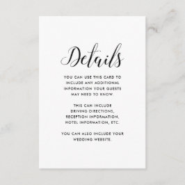 Cartão De Informações Detalhes de Convidado de Casamento Preto e Branco