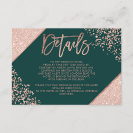 Cartão De Informações detalhes de direção do casamento do roteiro verde 