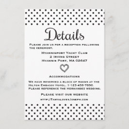 Cartão De Informações Detalhes de Direções Preto e Branco Pontos Polca